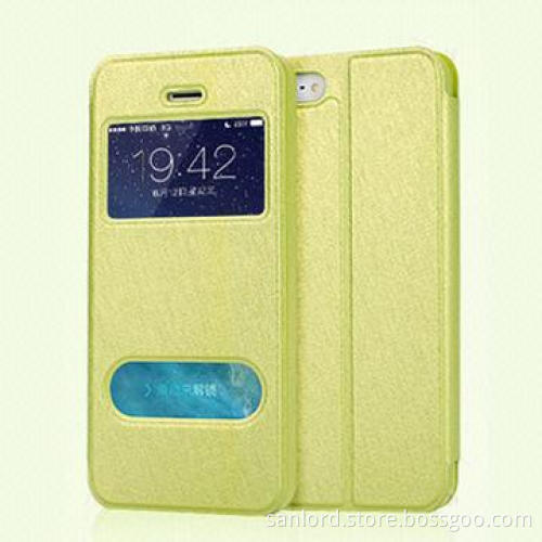 New Arrival Leather Cases for iPhone 5s, Silk Texture, Double Touch Windows